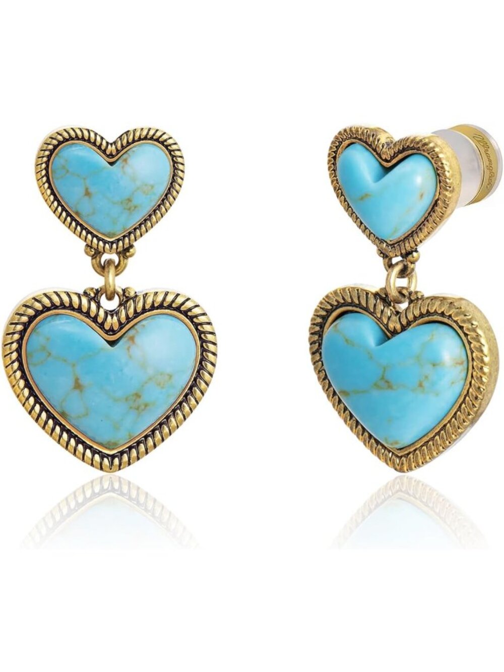 Turquoise Heart Dangle Earrings | Boho Jewelry for Women | Statement Accessories